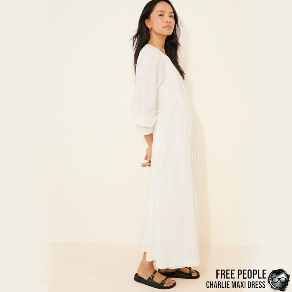 FREE PEOPLE CHARLIE MAXI DRESS IN OPTIC WHITE COTTON POPLIN WOMEN’S SMALL
